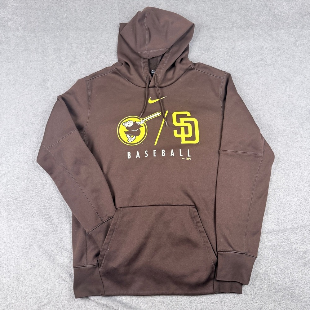 Nike San Diego Padres Dri-FIT Baseball Hoodie Brown Yellow NKAQ-20Q Mens Medium